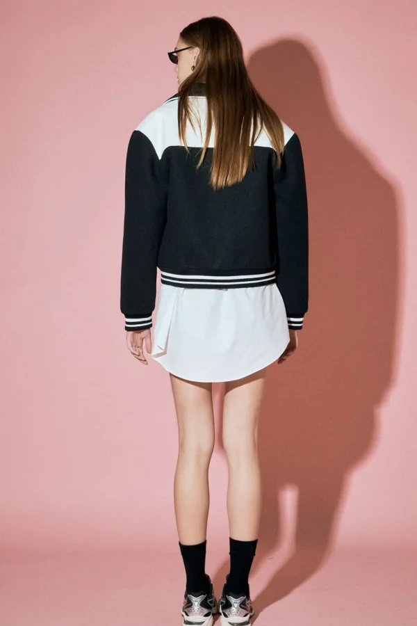 ENGLISH FACTORY Jackets & Coats | Tops*- Patch Detailed Bomber Jacket BLACK/WHITE