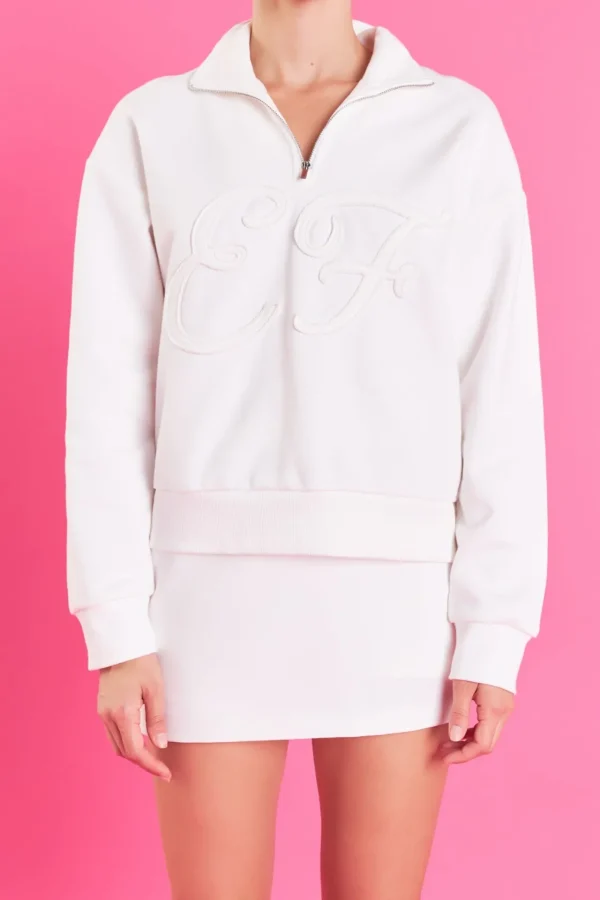 ENGLISH FACTORY Tops*- Patch Zip Up Sweatshirt WHITE