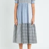ENGLISH FACTORY Tops*- Patchwork Gingham Midi Dress MULTI