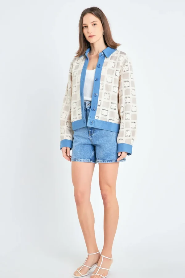 ENGLISH FACTORY Denim | Jackets & Coats*- Patchwork Crochet Denim Combo Jacket BEIGEMULTI
