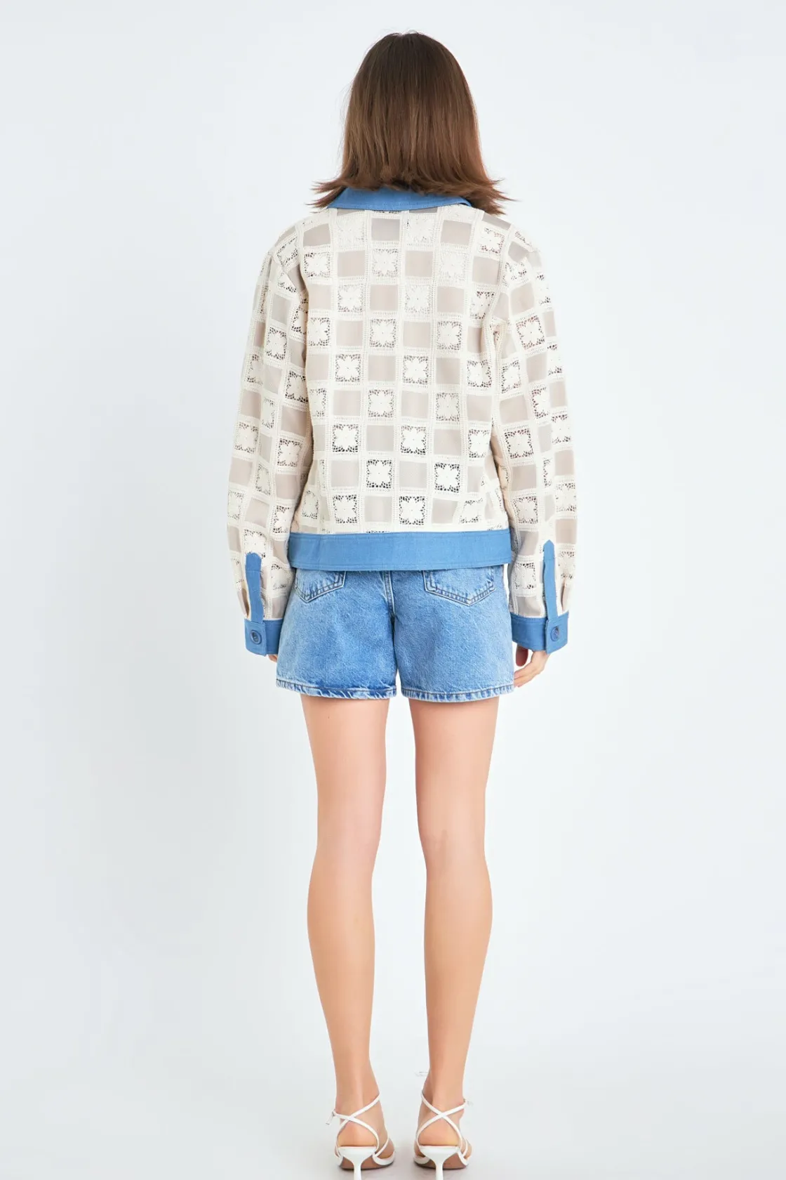 english_factory__patchwor_2-1.webp ENGLISH FACTORY Denim | Jackets & Coats*- Patchwork Crochet Denim Combo Jacket BEIGEMULTI