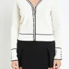ENGLISH FACTORY Sweaters & Knits*- Pearl Button Knit Cardigan CREAM/BLACK