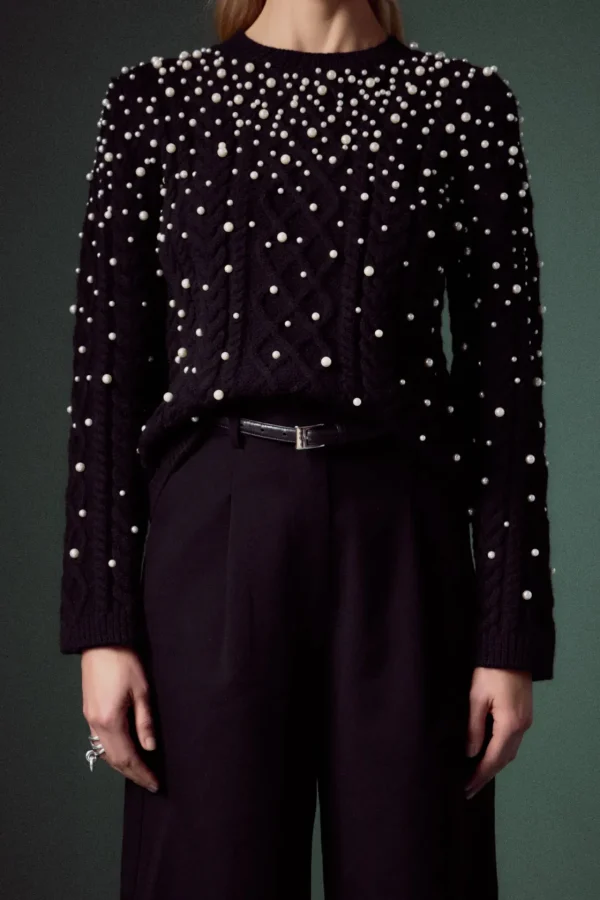 ENGLISH FACTORY Sweaters & Knits | Tops*- Pearl Cable Sweater