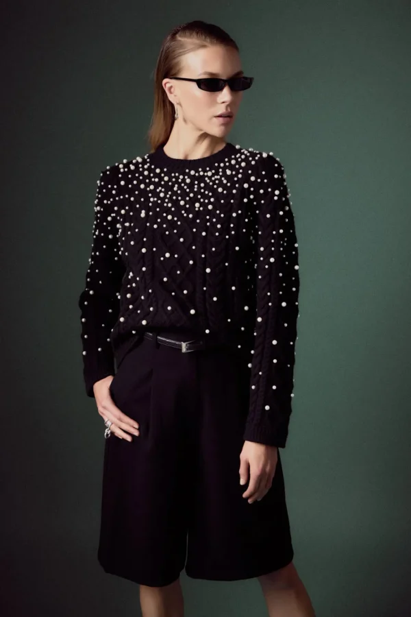 ENGLISH FACTORY Sweaters & Knits | Tops*- Pearl Cable Sweater