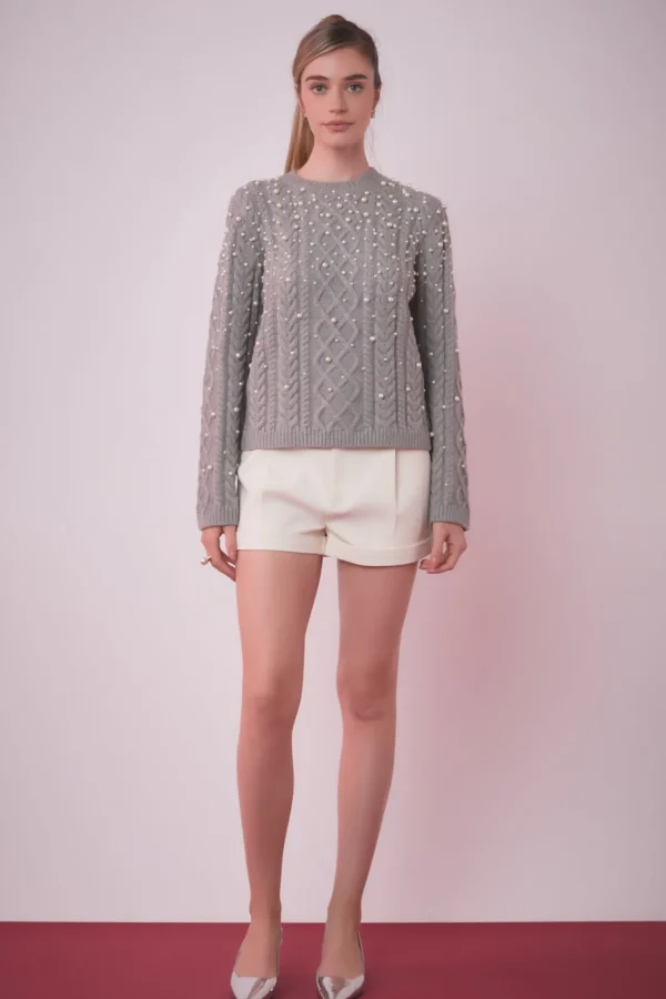 ENGLISH FACTORY Sweaters & Knits | Tops*- Pearl Cable Sweater