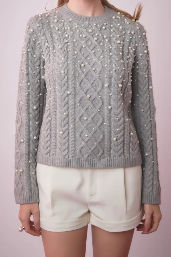 ENGLISH FACTORY Sweaters & Knits | Tops*- Pearl Cable Sweater