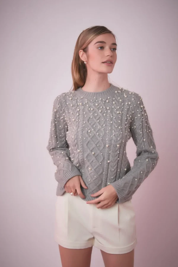ENGLISH FACTORY Sweaters & Knits | Tops*- Pearl Cable Sweater