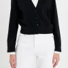 ENGLISH FACTORY Jackets & Coats | Tops*- Pearl Trim Vasity Cardigan BLACK/WHITE