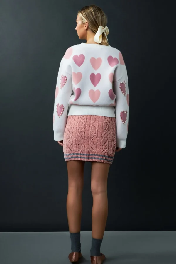 ENGLISH FACTORY Sweaters & Knits | Tops*- Pearl with Heart Pattern Sweater