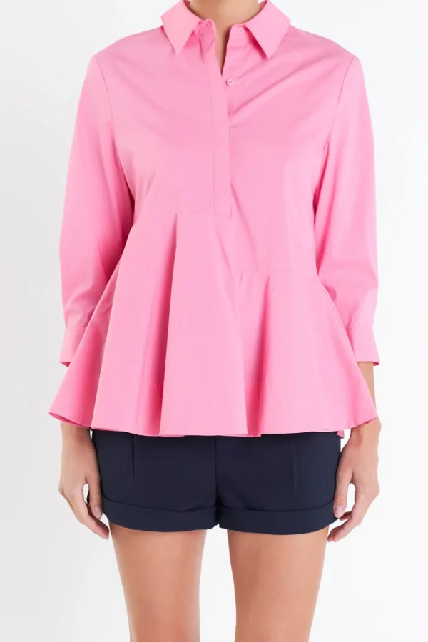 ENGLISH FACTORY Shirts & Blouses | Tops*- Peplum Waist Detailed Blouse PINK