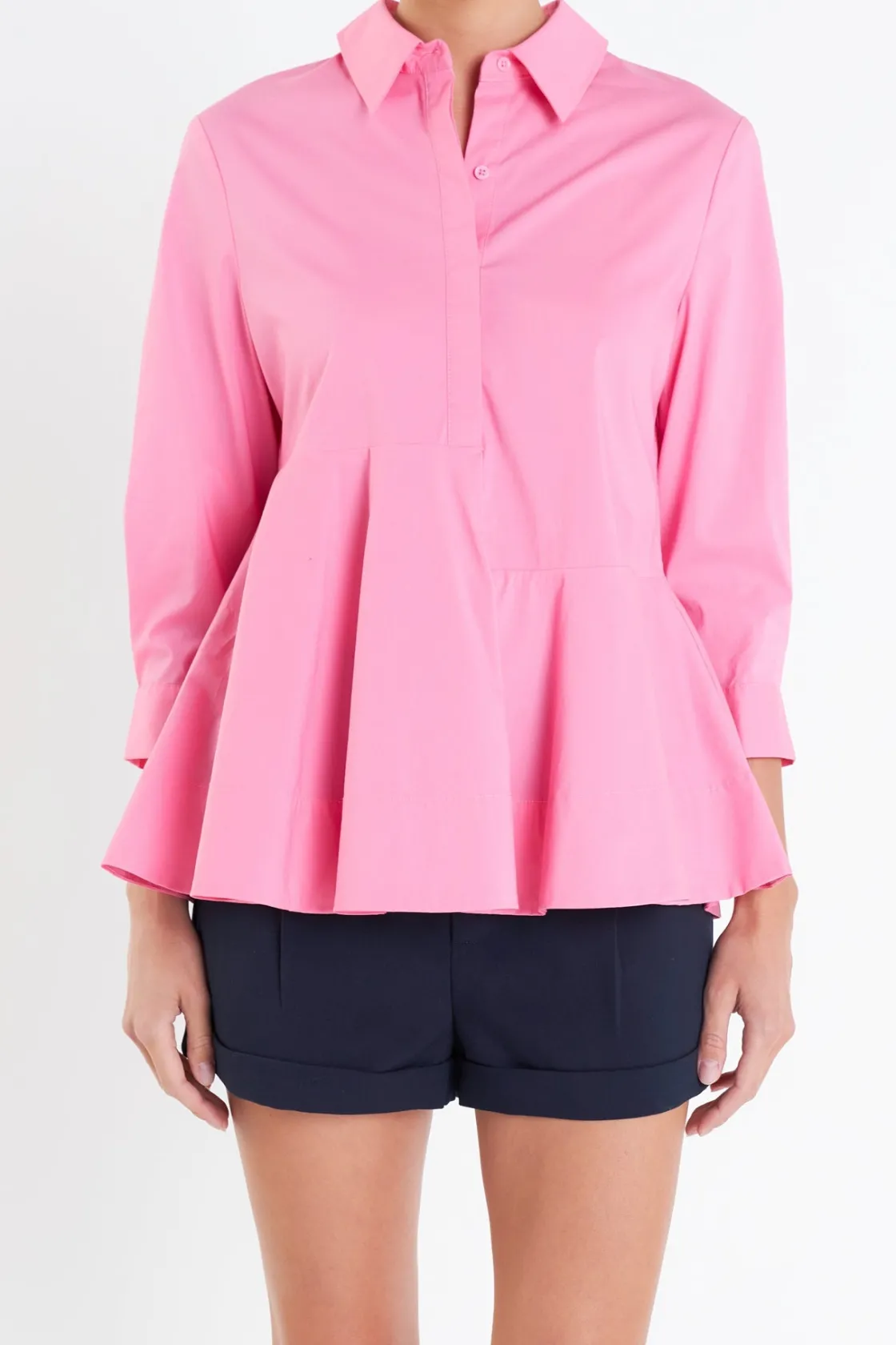 english_factory__peplum_w_0-1.webp ENGLISH FACTORY Shirts & Blouses | Tops*- Peplum Waist Detailed Blouse PINK