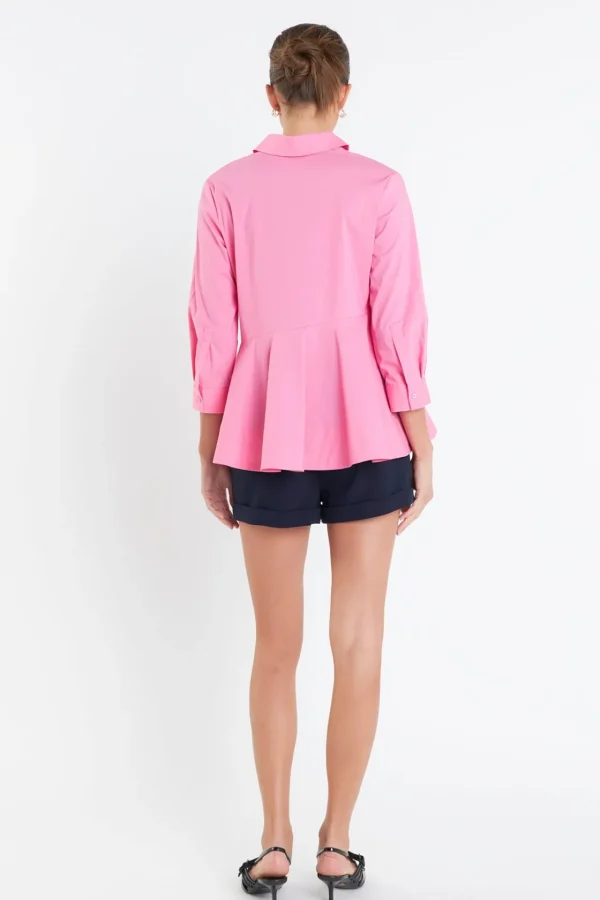 ENGLISH FACTORY Shirts & Blouses | Tops*- Peplum Waist Detailed Blouse PINK