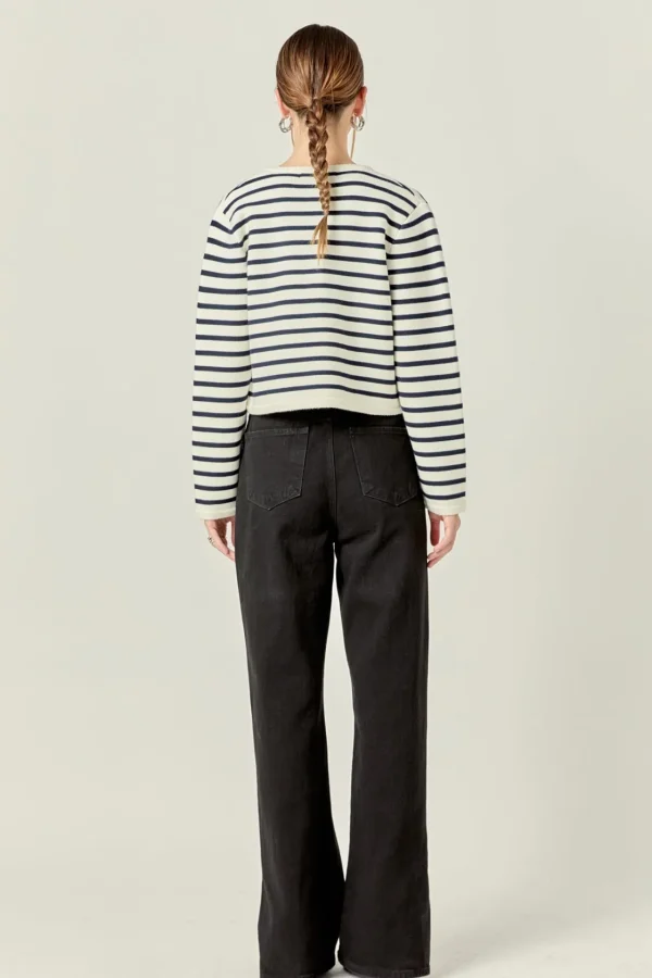 ENGLISH FACTORY Sweaters & Knits | Matching Sets*- Pepper Knit Sailor Stripe Long Sleeve Cropped Sweater Cardigan