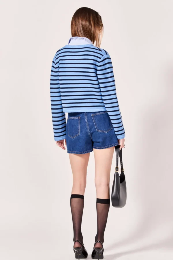 ENGLISH FACTORY Sweaters & Knits | Matching Sets*- Pepper Knit Sailor Stripe Long Sleeve Cropped Sweater Cardigan