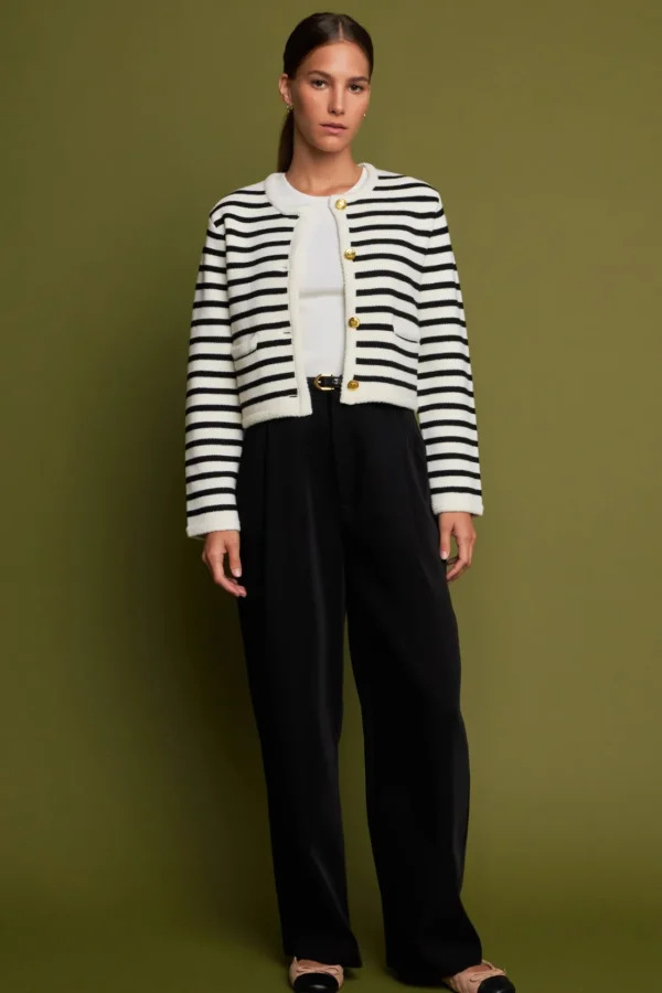 ENGLISH FACTORY Sweaters & Knits | Matching Sets*- Pepper Knit Sailor Stripe Long Sleeve Cropped Sweater Cardigan