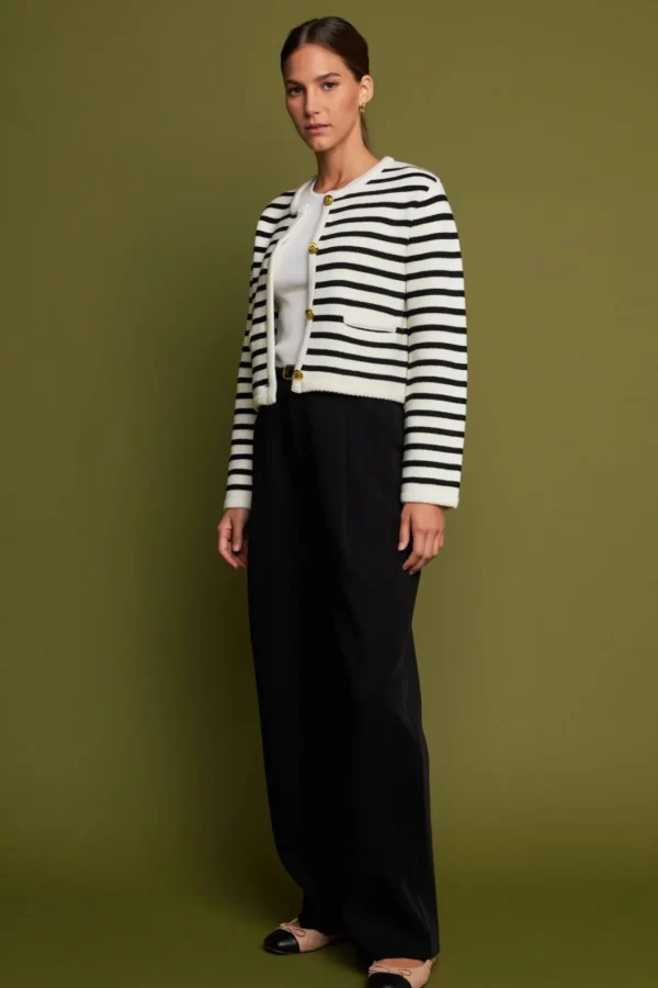 ENGLISH FACTORY Sweaters & Knits | Matching Sets*- Pepper Knit Sailor Stripe Long Sleeve Cropped Sweater Cardigan