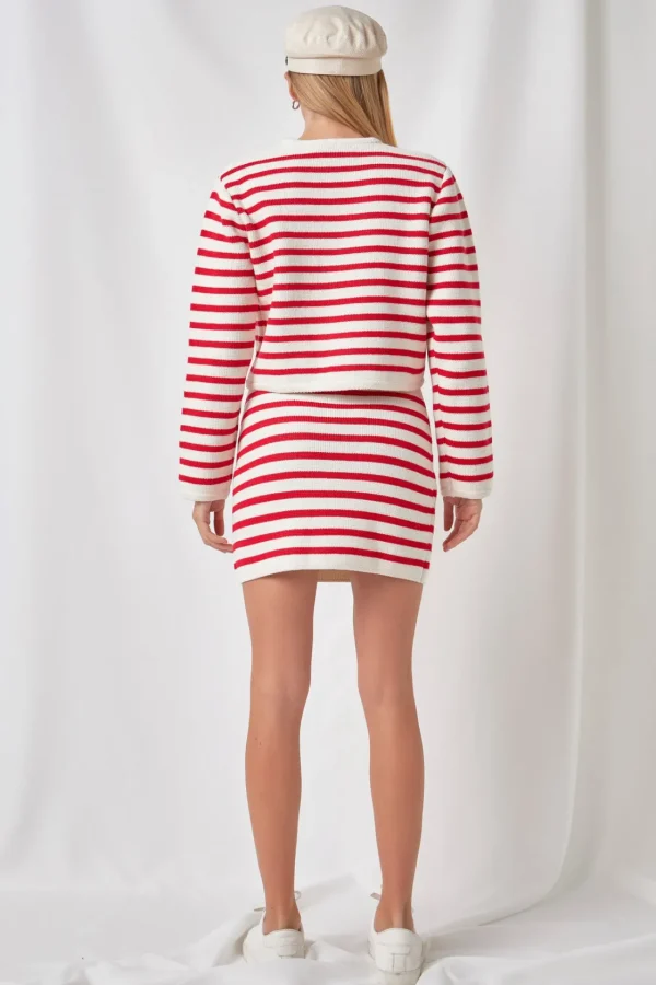 ENGLISH FACTORY Sweaters & Knits | Matching Sets*- Pepper Knit Sailor Stripe Long Sleeve Cropped Sweater Cardigan