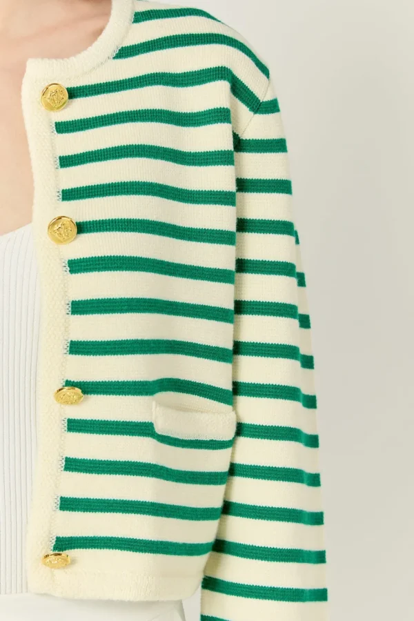 ENGLISH FACTORY Sweaters & Knits | Matching Sets*- Pepper Knit Sailor Stripe Long Sleeve Cropped Sweater Cardigan