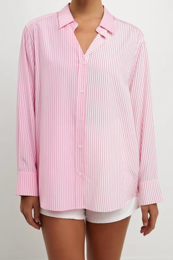 ENGLISH FACTORY Shirts & Blouses | Tops*- Pinstripe Color Block Shirt