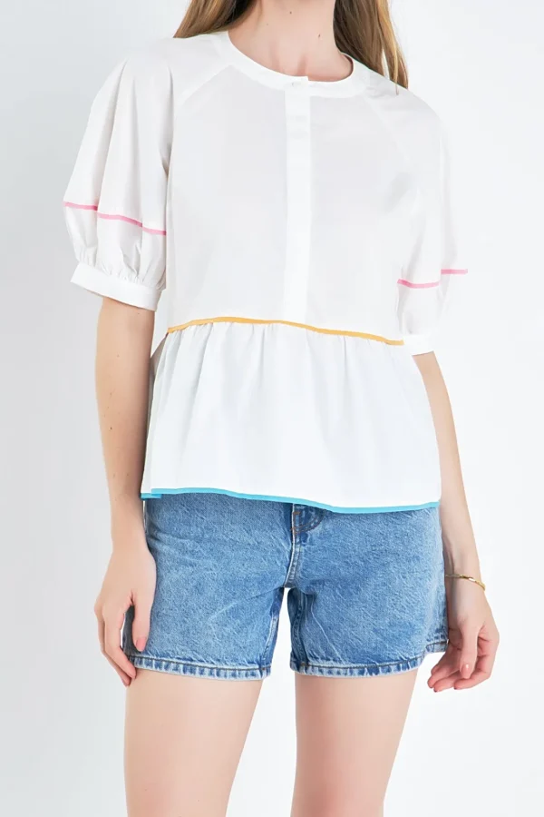 ENGLISH FACTORY Shirts & Blouses | Tops*- Piping Detailed Blouse IVORY