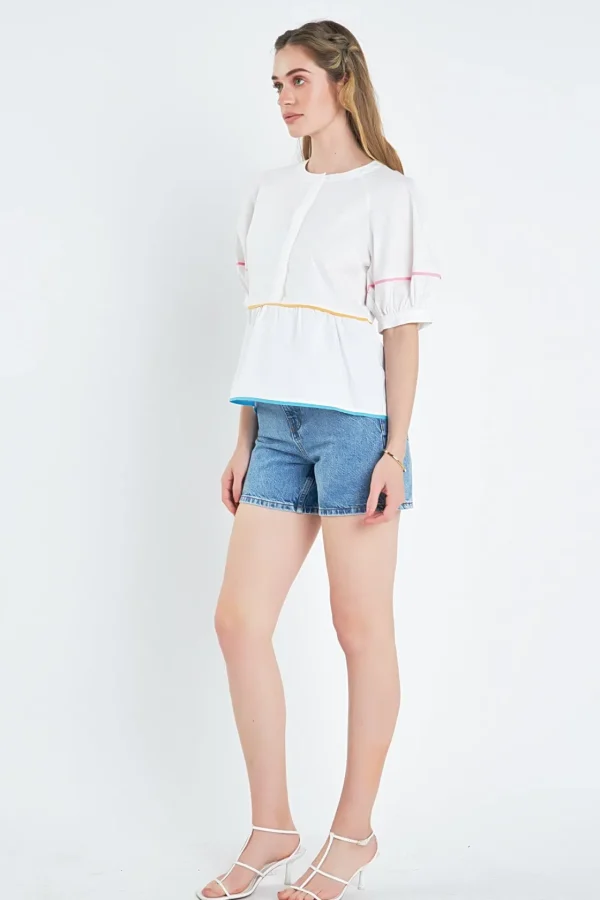 ENGLISH FACTORY Shirts & Blouses | Tops*- Piping Detailed Blouse IVORY