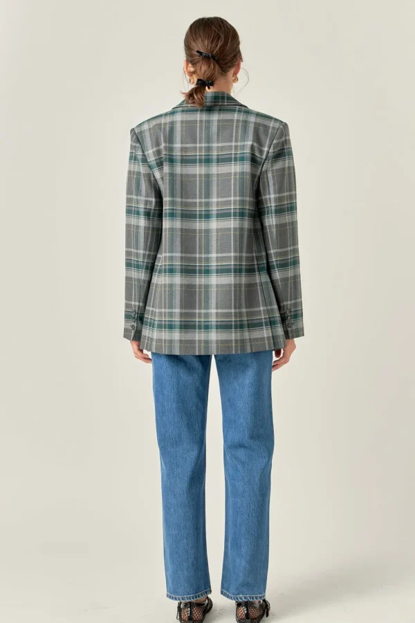ENGLISH FACTORY Matching Sets | Jackets & Coats*- Plaid Blazer GREY/GREEN
