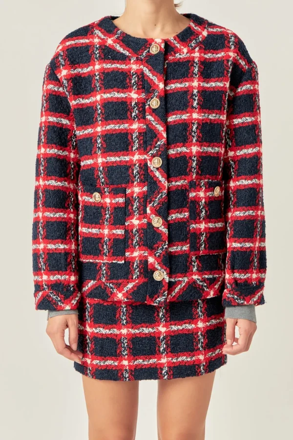 ENGLISH FACTORY Matching Sets | Jackets & Coats*- Plaid Boucle Jacket
