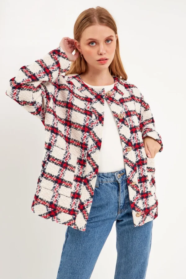 ENGLISH FACTORY Matching Sets | Jackets & Coats*- Plaid Boucle Jacket