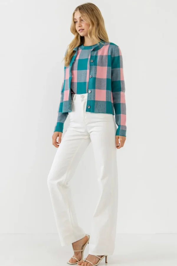 ENGLISH FACTORY Sweaters & Knits*- Plaid Cardigan