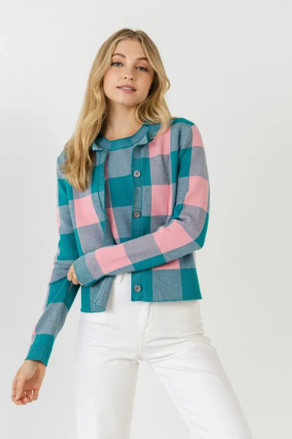 ENGLISH FACTORY Sweaters & Knits*- Plaid Cardigan