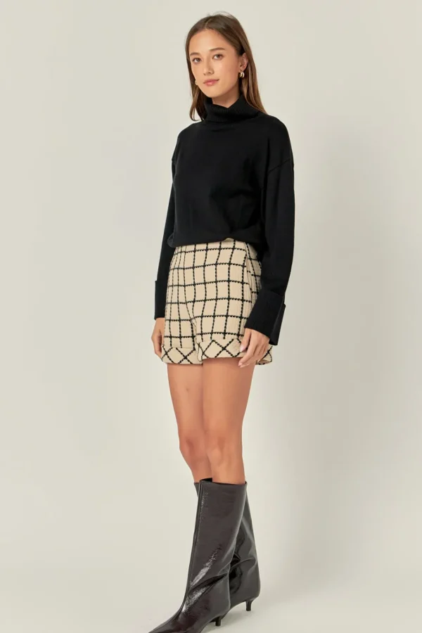 ENGLISH FACTORY Matching Sets | Shorts & Skorts*- Plaid Cuffed Shorts BEIGE/BLACK
