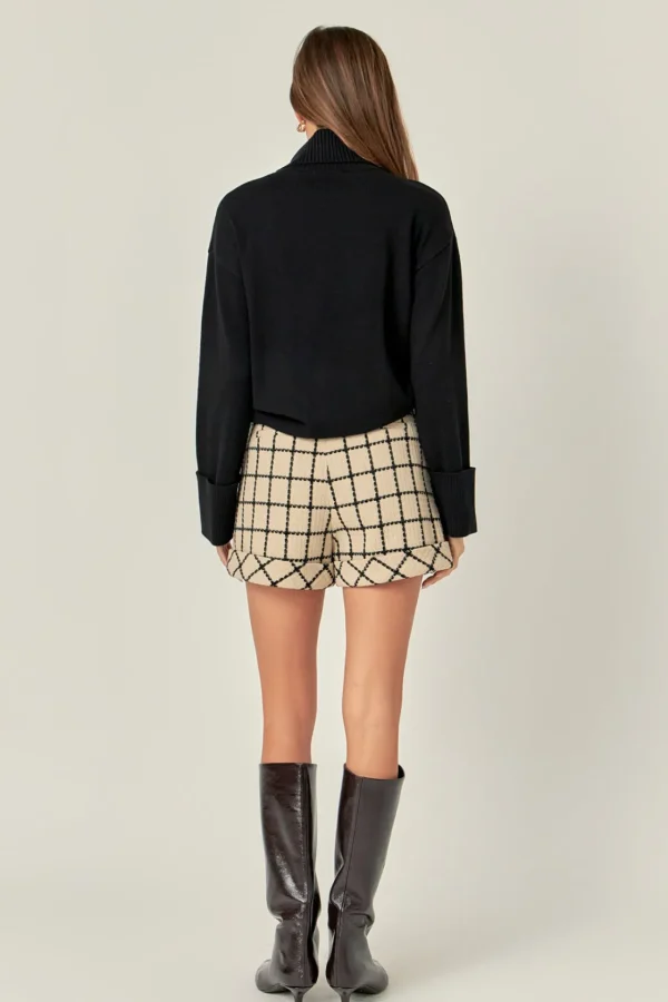 ENGLISH FACTORY Matching Sets | Shorts & Skorts*- Plaid Cuffed Shorts BEIGE/BLACK