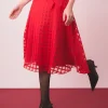 ENGLISH FACTORY Skirts | Tops*- Plaid Organza Fit & Flare Midi Skirt RED
