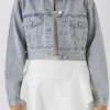 ENGLISH FACTORY Denim | Jackets & Coats*- Plaid Patch with Cropped Jacket DENIM