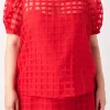 ENGLISH FACTORY Tops*- Plaid See Through Top