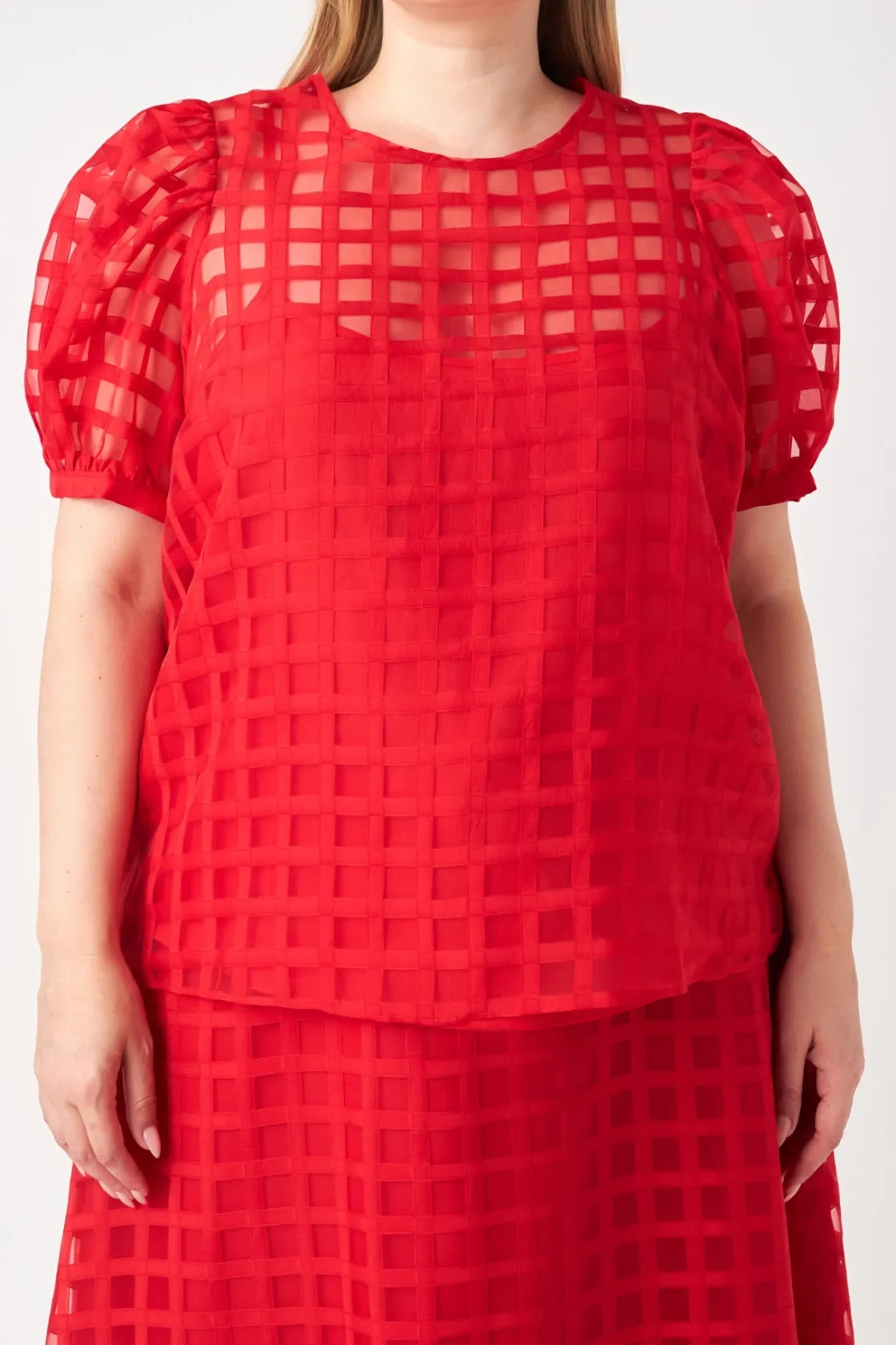 english_factory__plaid_se_0.webp ENGLISH FACTORY Tops*- Plaid See Through Top