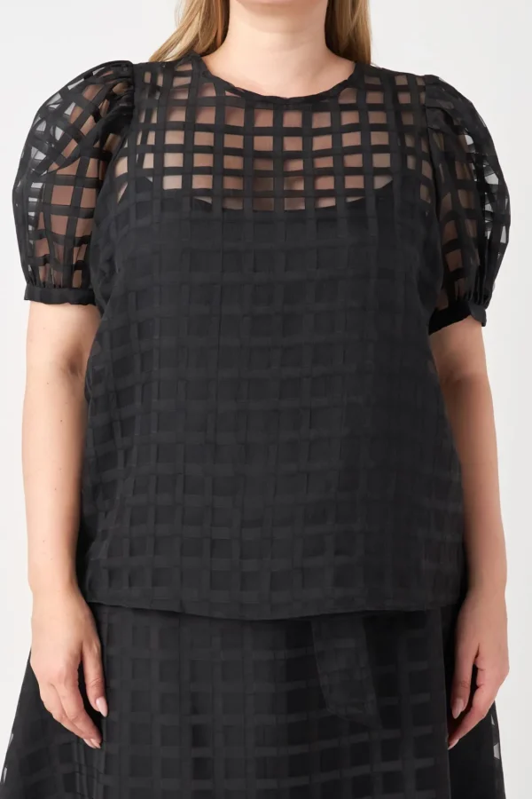 ENGLISH FACTORY Tops*- Plaid See Through Top
