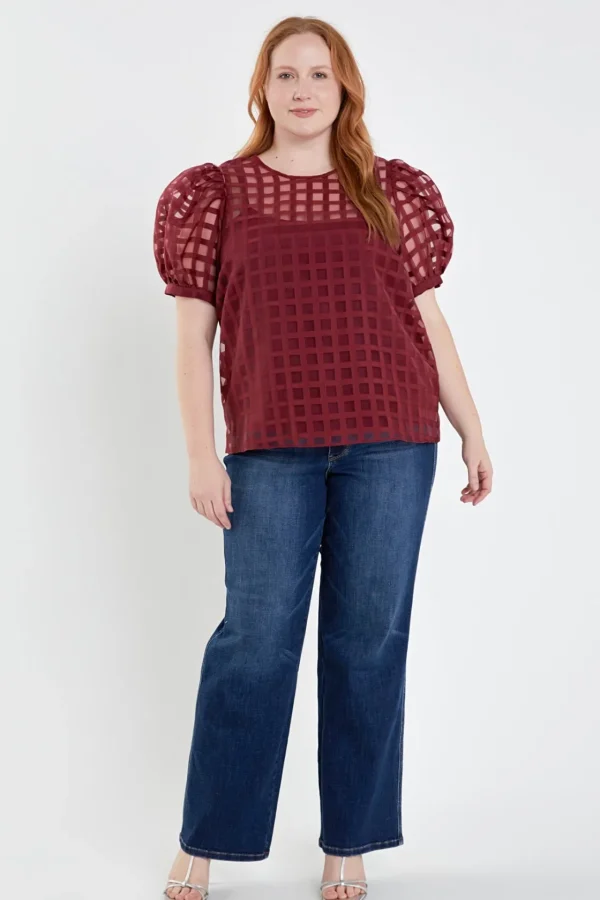 ENGLISH FACTORY Tops*- Plaid See Through Top