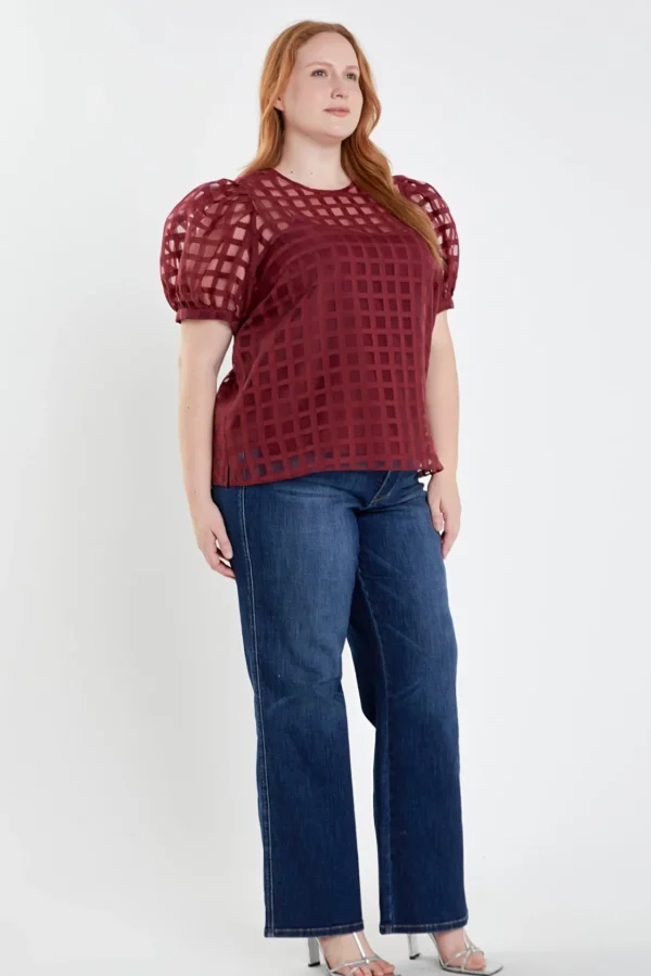 ENGLISH FACTORY Tops*- Plaid See Through Top