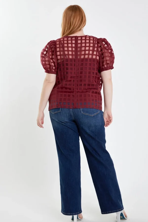 ENGLISH FACTORY Tops*- Plaid See Through Top