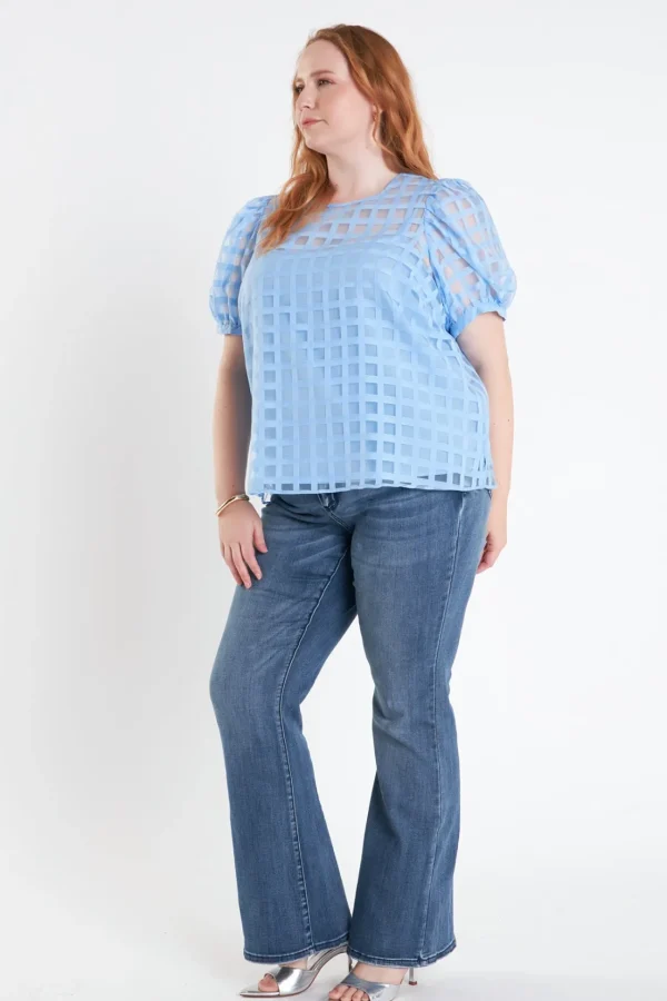 ENGLISH FACTORY Tops*- Plaid See Through Top