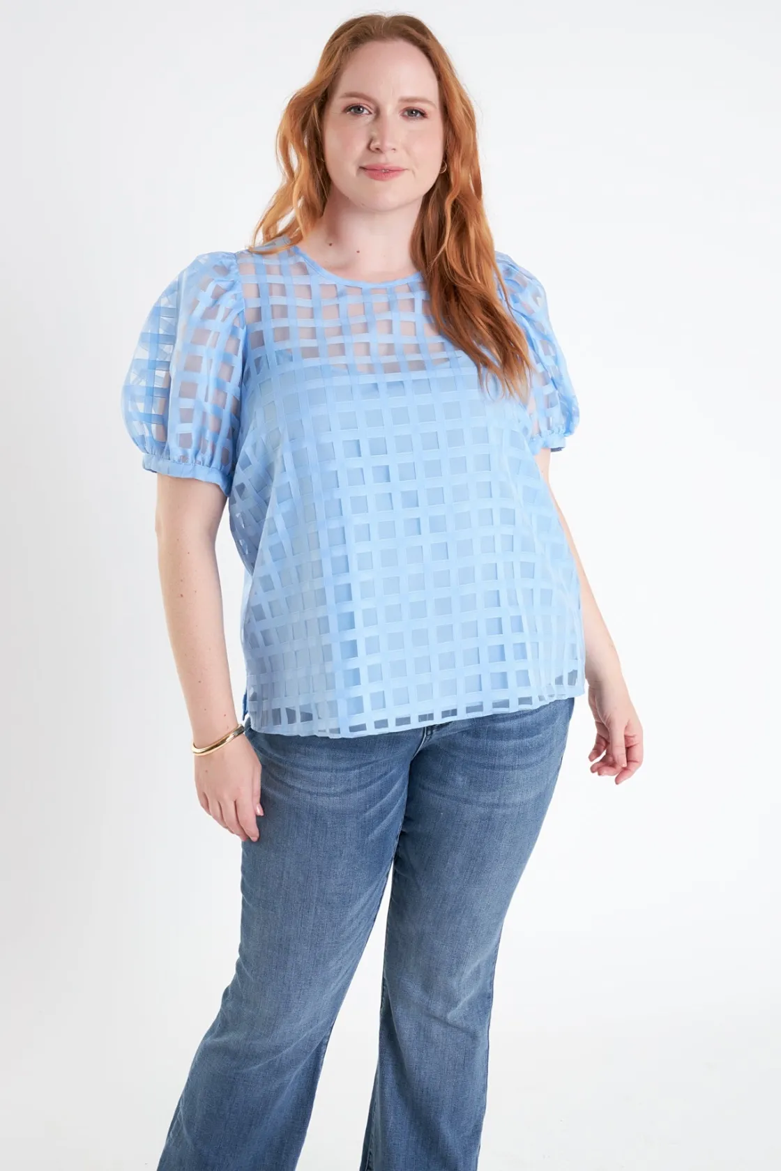 english_factory__plaid_se_8.webp ENGLISH FACTORY Tops*- Plaid See Through Top