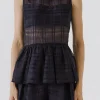 ENGLISH FACTORY Matching Sets | Tops*- Plaid Sleeveless Peplum Top NAVY
