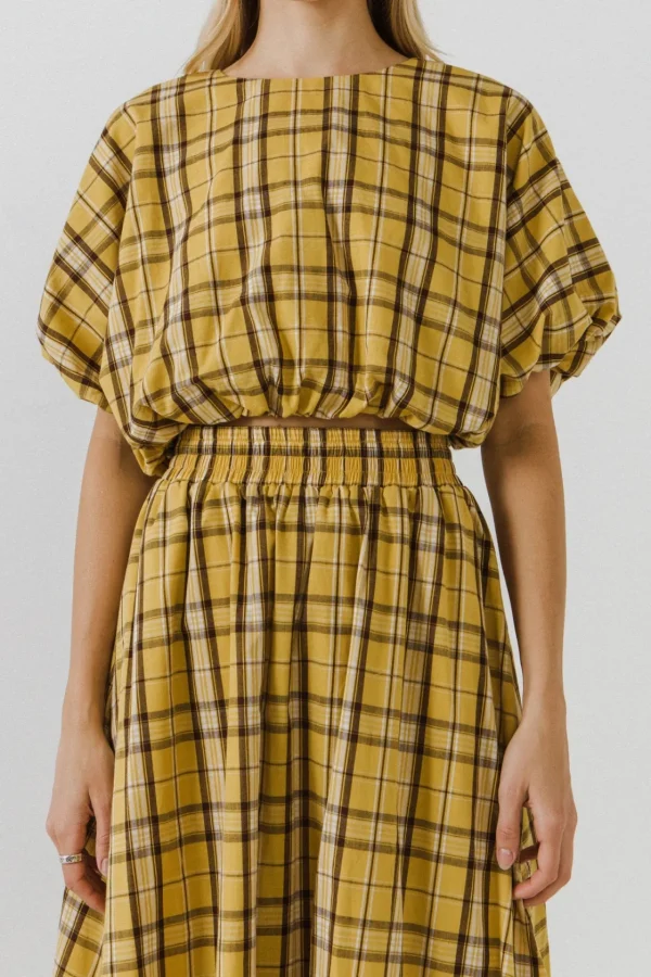 ENGLISH FACTORY Matching Sets | Tops*- Plaid Voluminous Cropped Top