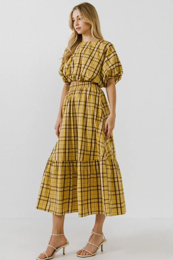 ENGLISH FACTORY Matching Sets | Tops*- Plaid Voluminous Cropped Top