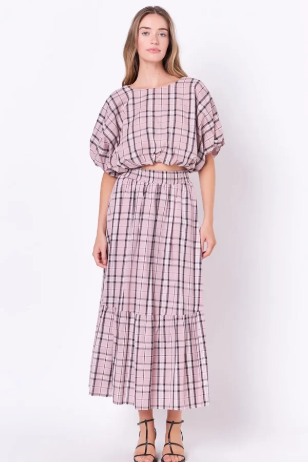 ENGLISH FACTORY Matching Sets | Tops*- Plaid Voluminous Cropped Top