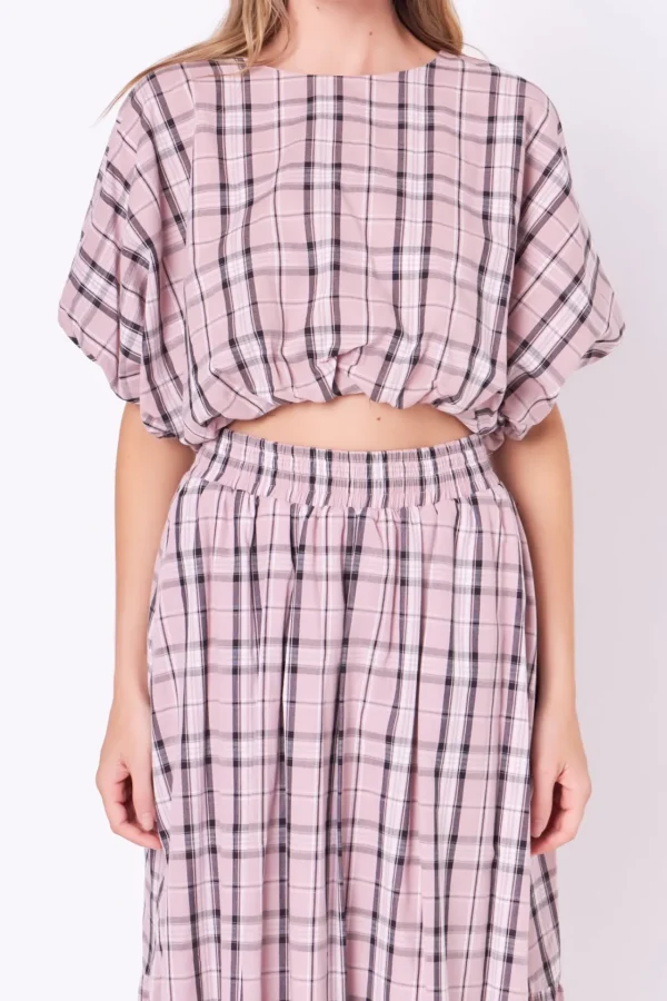 ENGLISH FACTORY Matching Sets | Tops*- Plaid Voluminous Cropped Top