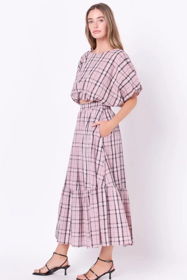ENGLISH FACTORY Matching Sets | Tops*- Plaid Voluminous Cropped Top