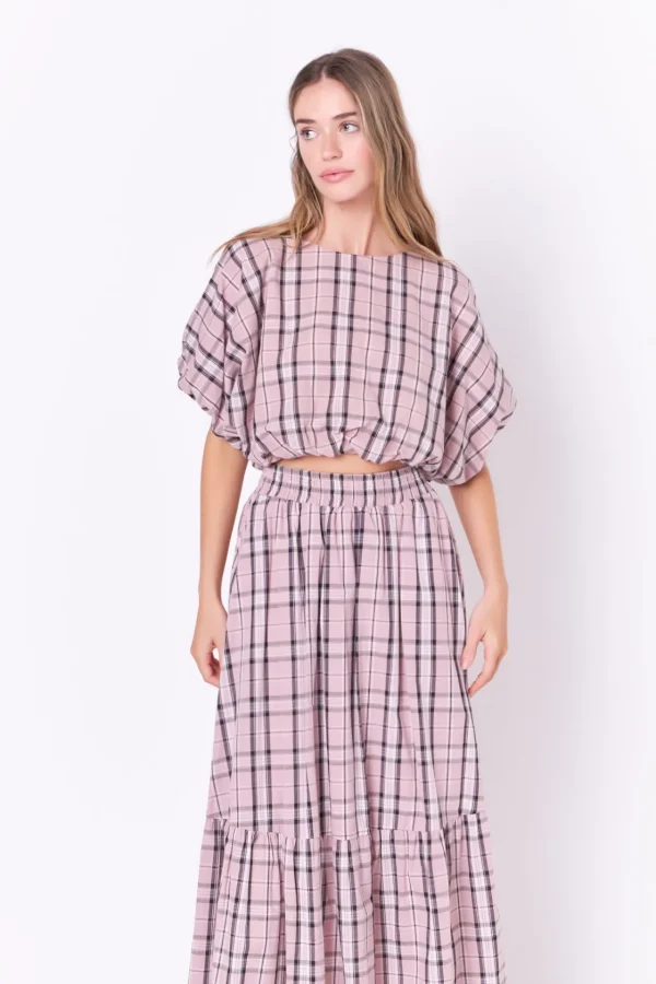 ENGLISH FACTORY Matching Sets | Tops*- Plaid Voluminous Cropped Top