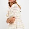 ENGLISH FACTORY Tops*- Pleated Fabric High-Low Top IVORY